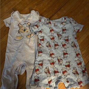 Disney Baby Gray Romper Set with Red Pooh Accents